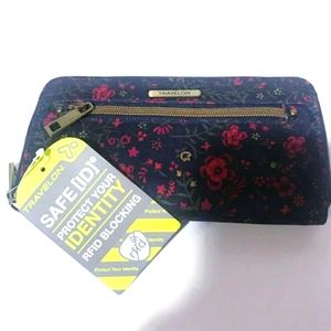 Blue Travelon RFID Accordian Wallet